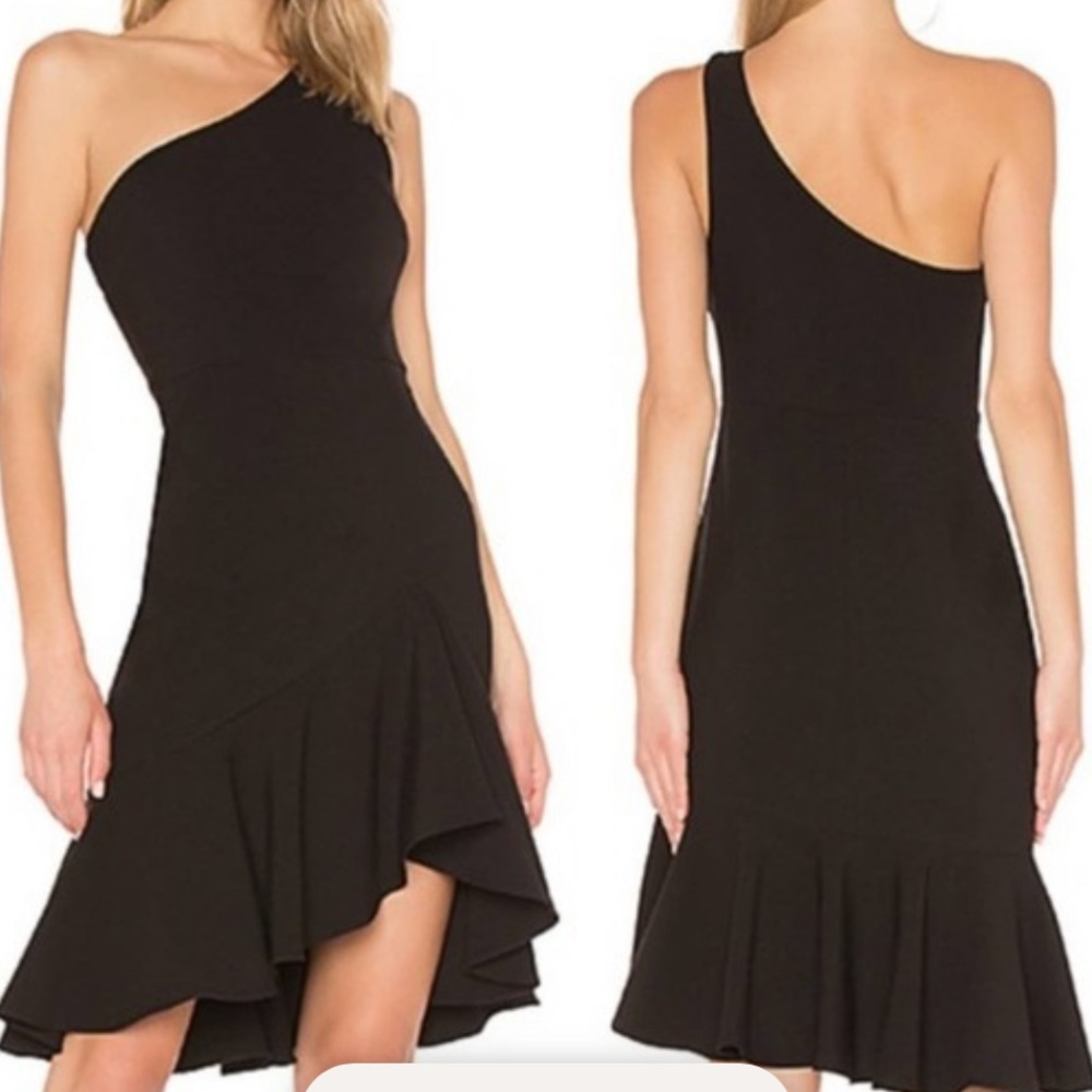 Likely Revolve Rollins One shoulder Black Cocktail Dress size 6
